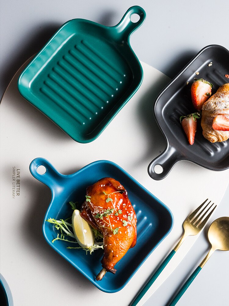 Nordic baking pan bakeware baked rice plate home dinner plate baking plate ceramic plate fruit plate salad plate CE / EU