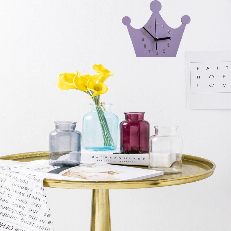 Træ krone vægur børn pige værelse indretning lilla pink dekorative prinsesse ure moderne hængende ornamenter