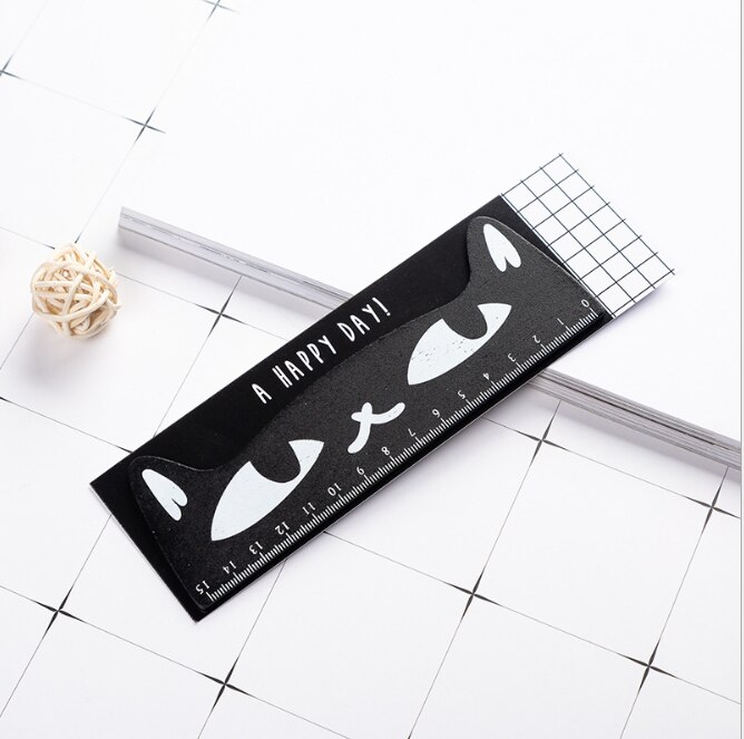 1 pcs/lot Cute cat Wooden rulers Kawaii Cute girl drawing template lace Sewing Ruler stationery office school: HeiSeMaoMi