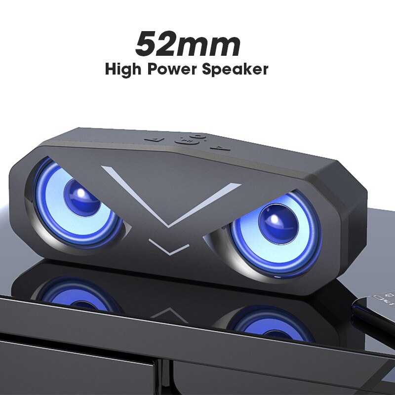 Bluetooth Computer Speaker Stereo Bass Sound Bar LED Display Subwoofer Loudspeaker for PC Laptop Portable Column Support TF Card: Black Speakers