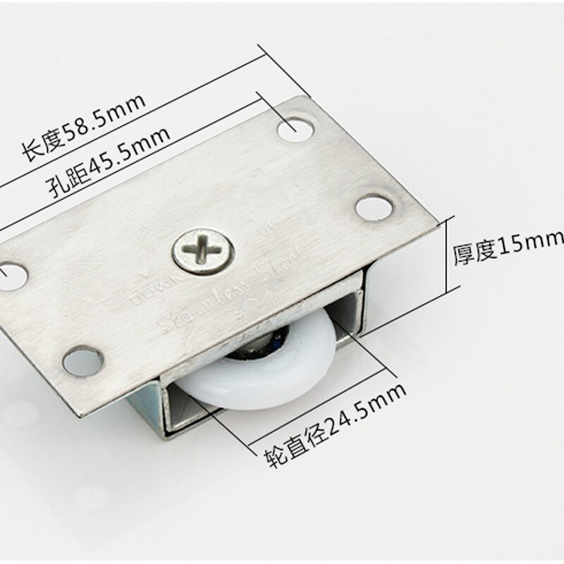 1 Set Deur Rollers Rvs Schuifdeur Wiel Kast Nylon Katrol Opknoping Wiel Voor Garderobemeubilair Hardware