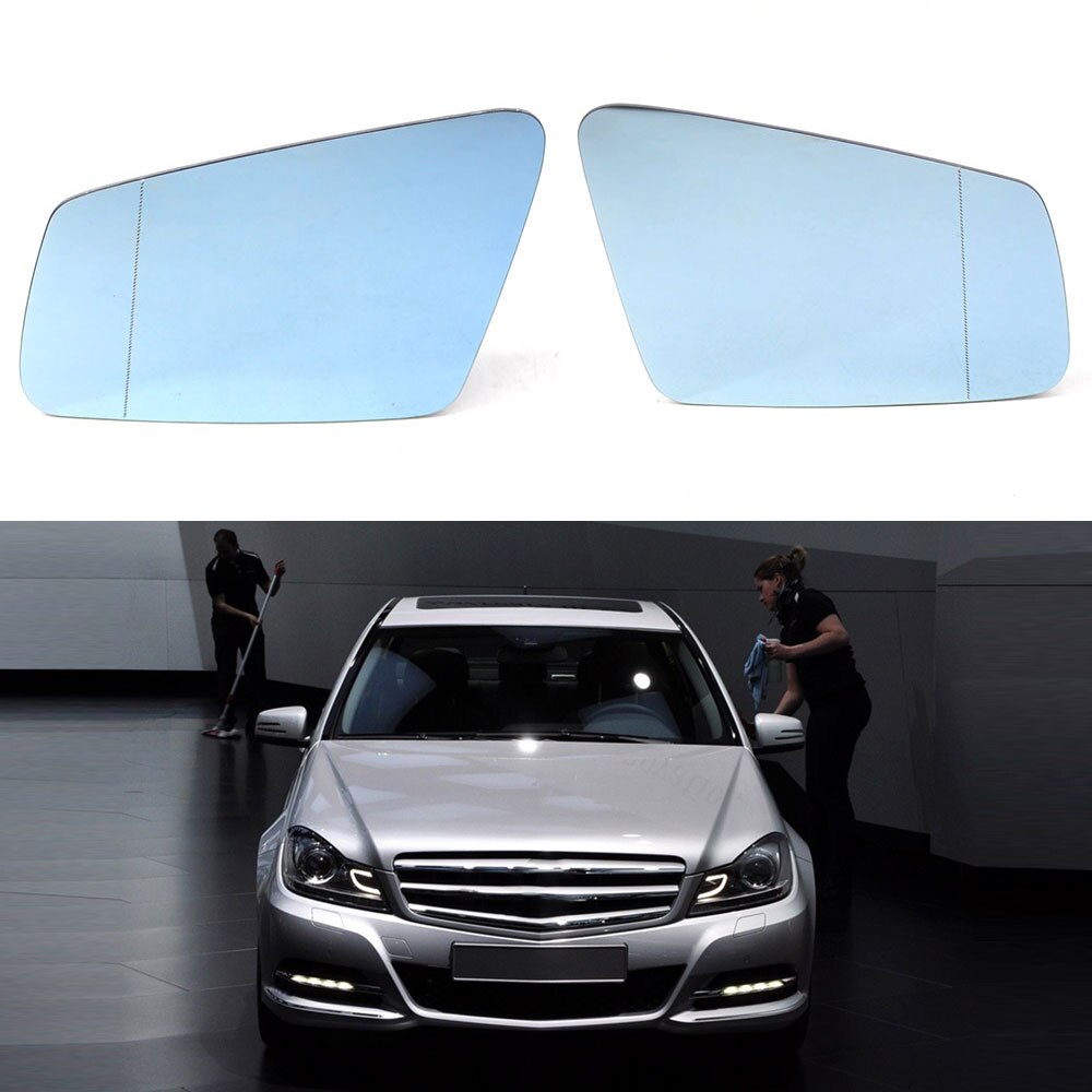 For Mercedes-Benz W212 W204 W221 C180 C250 C300 C350 E200 E250 E300 E350 E550 Right/Left Side Wing Mirror Glass: Blue Left and Right