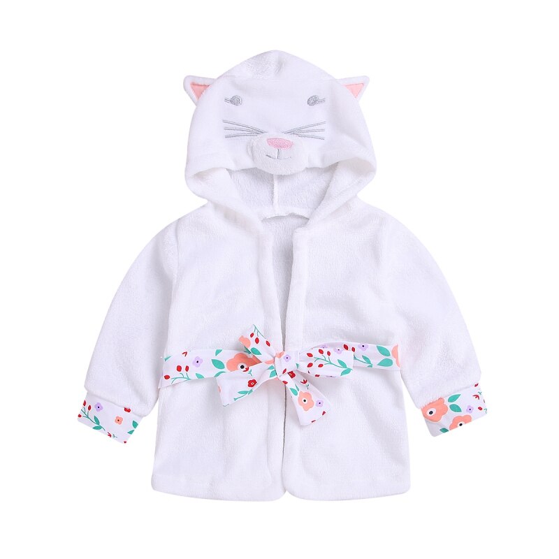 Cartoon Children's Robe Cotton Baby Bathrobe Long Sleeve Hooded Kids Bath Robe Lovely Animal Child Boy Girls Robes Kids Clothes