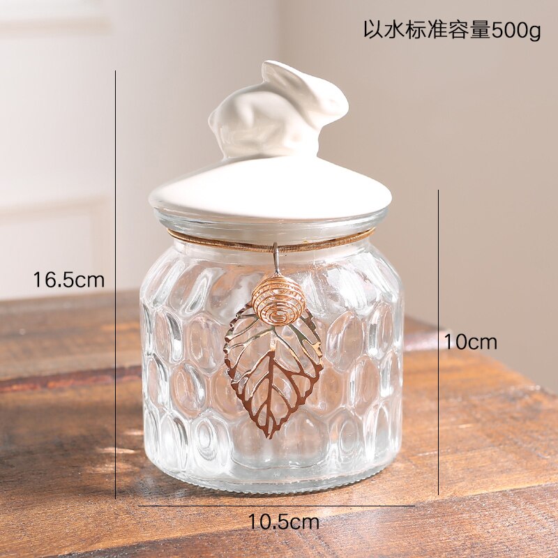 Wit Keramische Snoep Kan Glas Europese Creatieve Snoep Opslag Kan Smeedijzeren Keramische Met Deksel Nordic Kristallen Opslag Kan Decor: Small Jar Rabbit