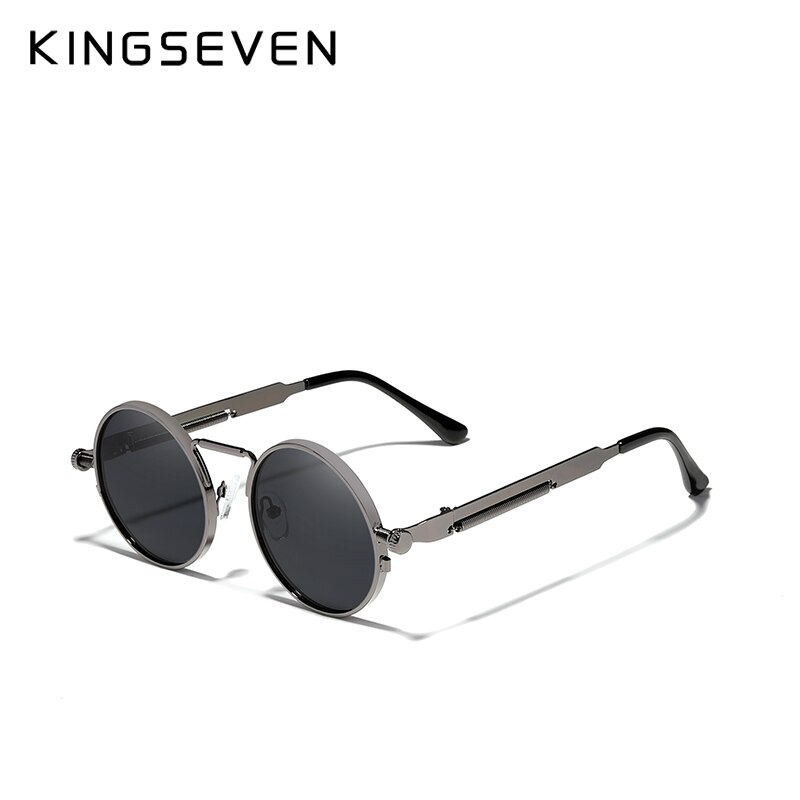 KINGSEVEN, gafas de sol góticas Steampunk de , gafas de sol polarizadas para hombres y mujeres, gafas de sol con montura metálica redonda Vintage de de