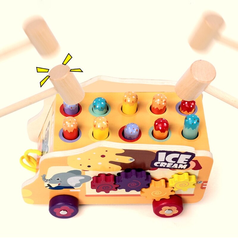 Holz Hammer Eis Warenkorb freundlicher Spaß Spielen Hamster Whac-a-Maulwurf wurzel Spiel Spielzeug
