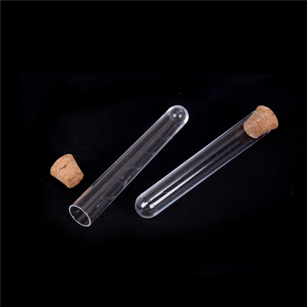 10 pièces 16*100mm mariage faveur Tube en plastique Tube à essai avec liège clair comme le verre