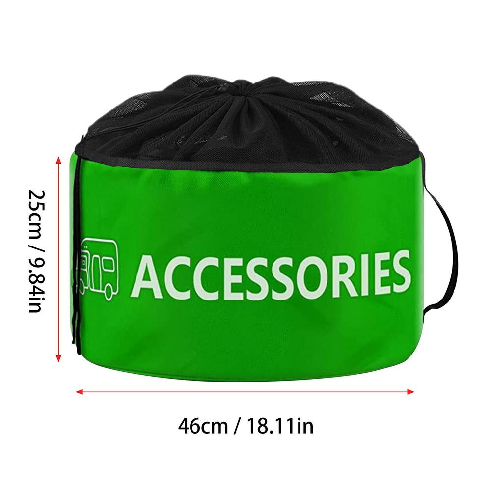 RVs Storage Utility Bag Caravans Motorhome Water Hose Storage Bag Indoor Breathable Drawstring Pouch Hiking Foldable Organizer: green