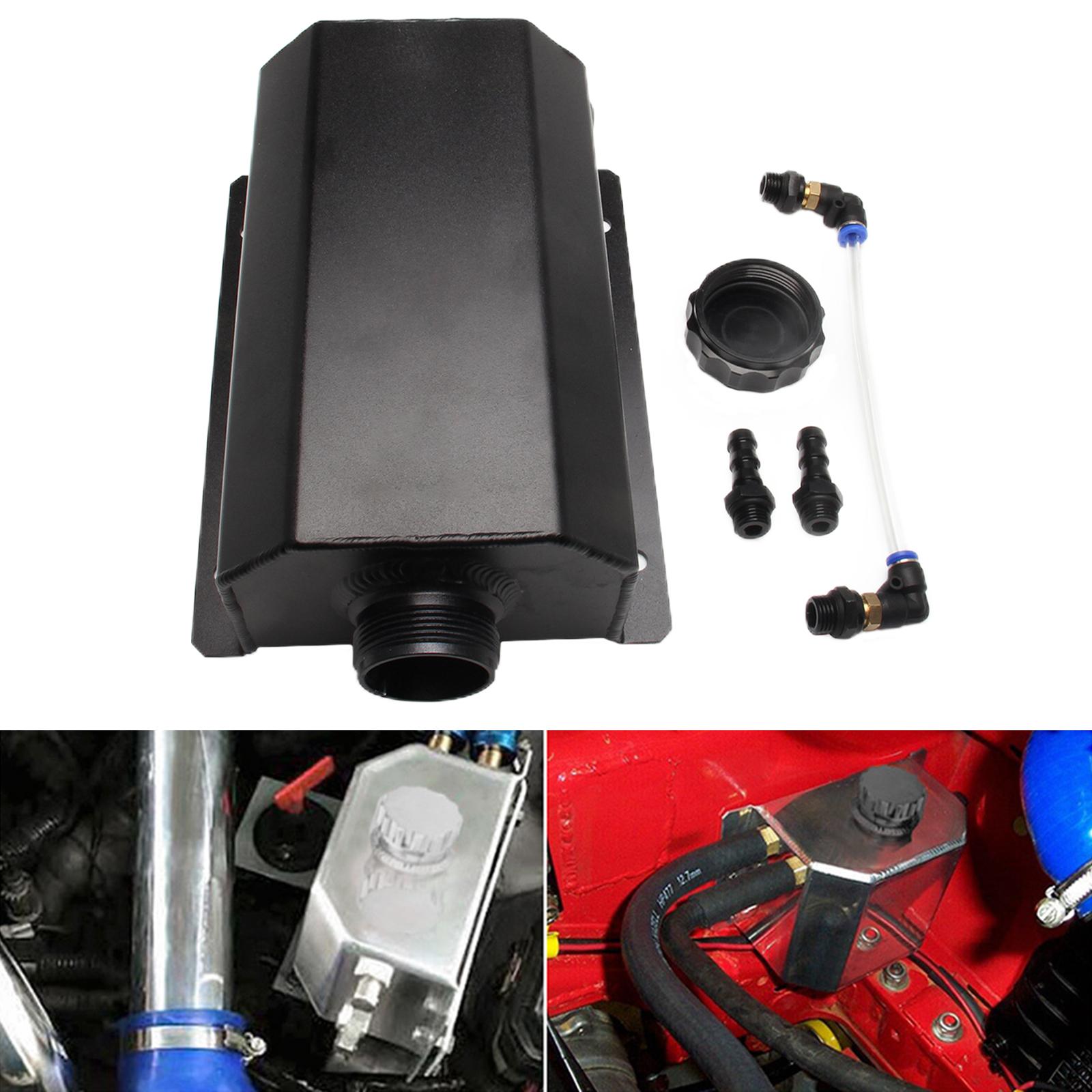 Oil Catch Can Tank 2L Coolant Radiator Overflow Tank Aluminum Reservoir Oil Can Tank Direct Replaces Accessories Easy to Install: black