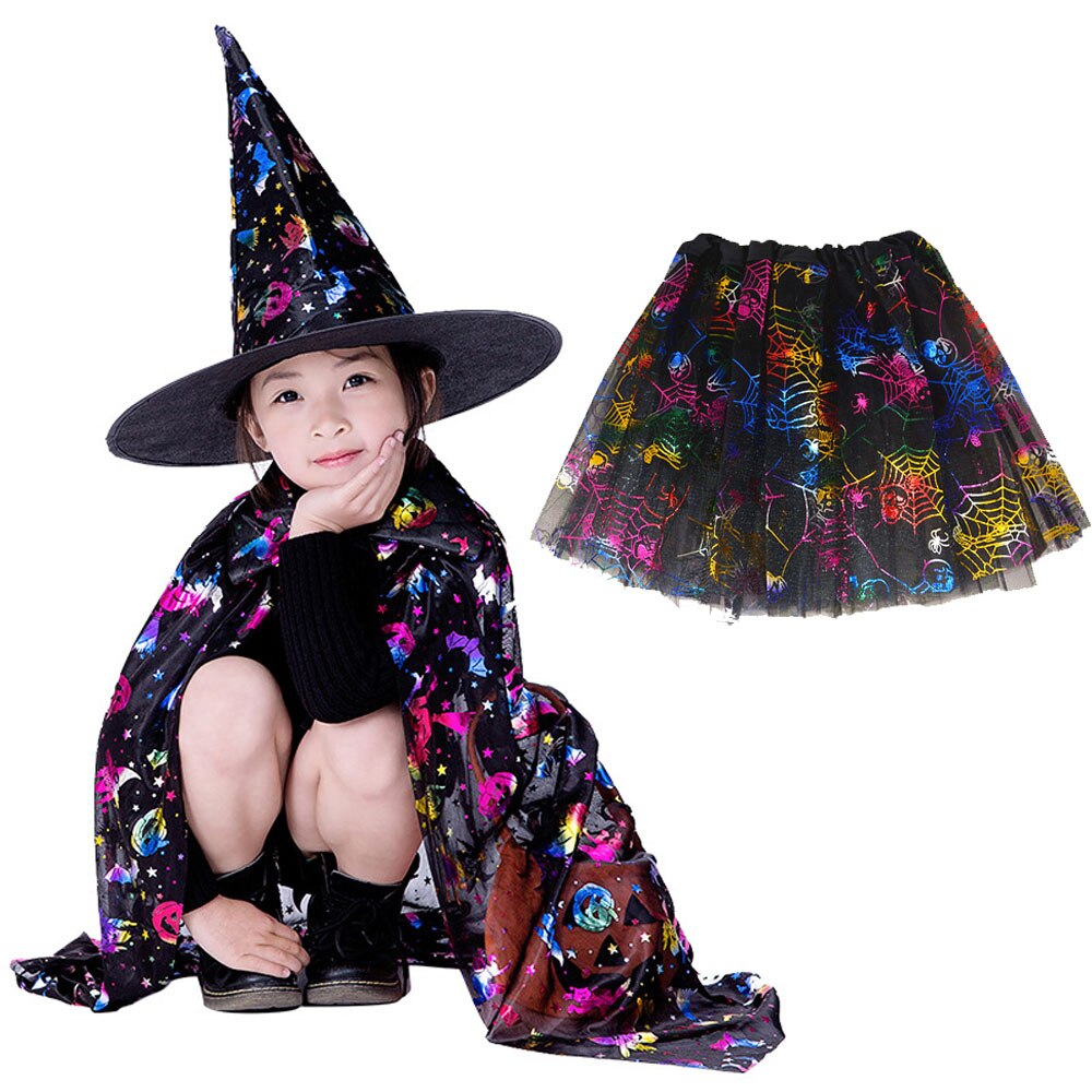 Kostium na bal maskowy czarodziej peleryna czarownicy peleryna szata z kapeluszem na pokaz gry Halloweens magiczne różdżki dla dzieci dzieci