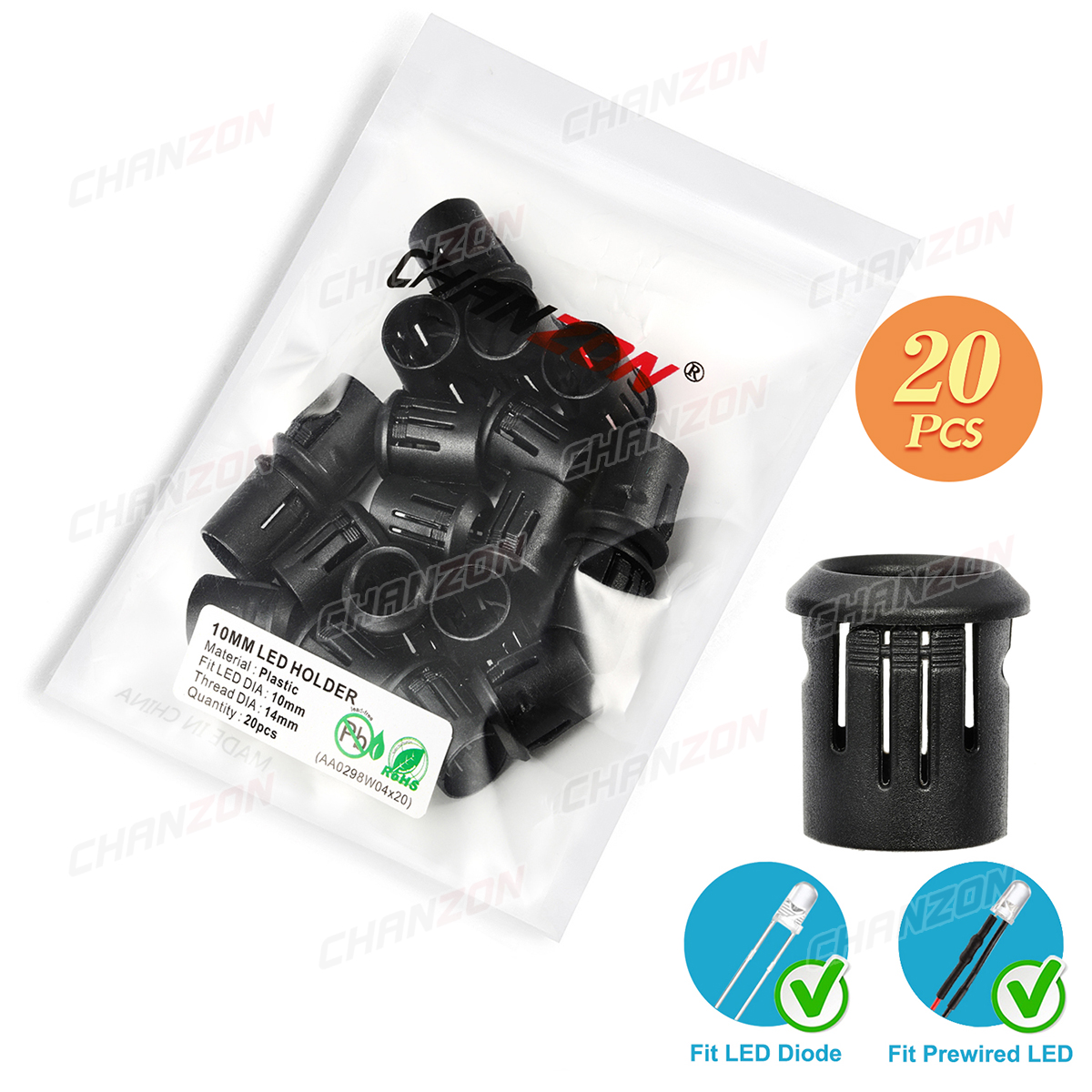 3mm 5mm 8mm 10mm LED Halfter Sockel Clip Lünette Leuchtdiode Lampe Basis Abdeckung Kunststoff Anzeige montieren Tafel Blub Tasse fallen: Braun