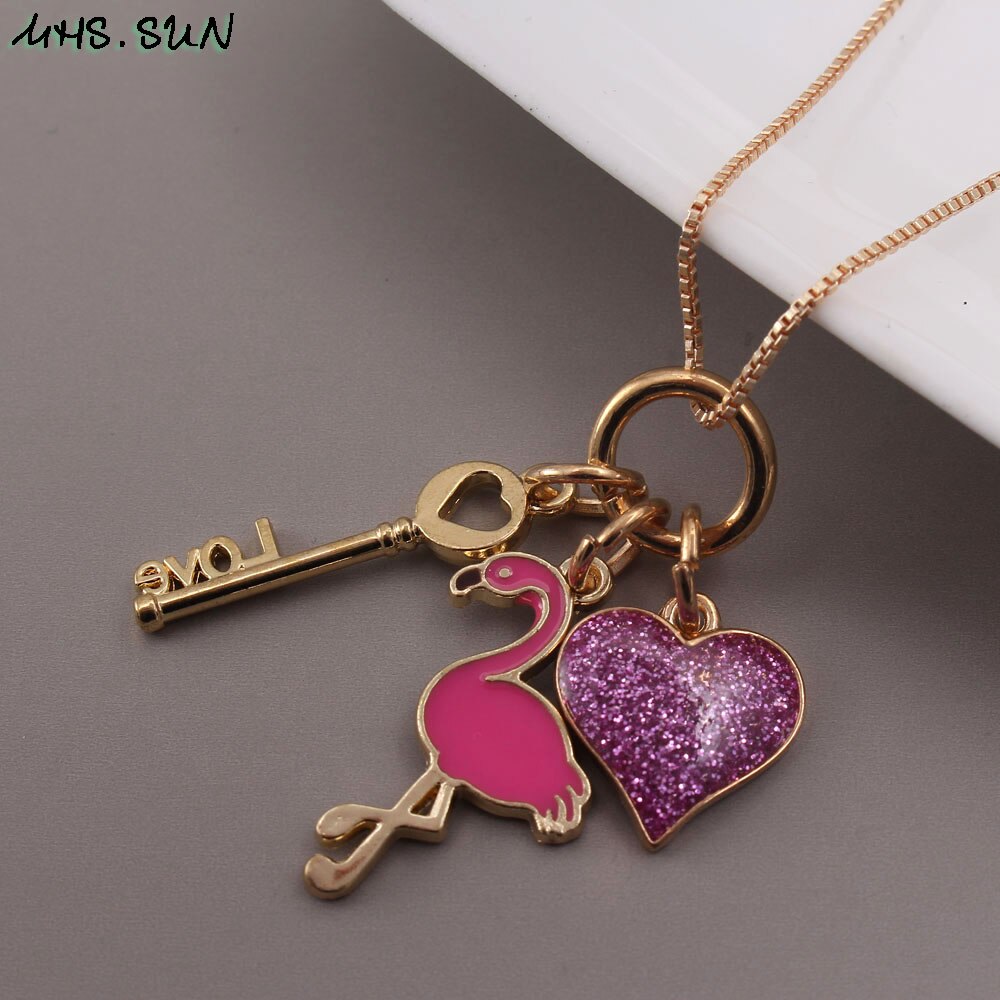 MHS. SONNE 1PC Nette freundlicher Reize Halskette Flamingo/Leben Baum Anhänger Halskette Kette Halsband Schmuck Für Baby Mädchen