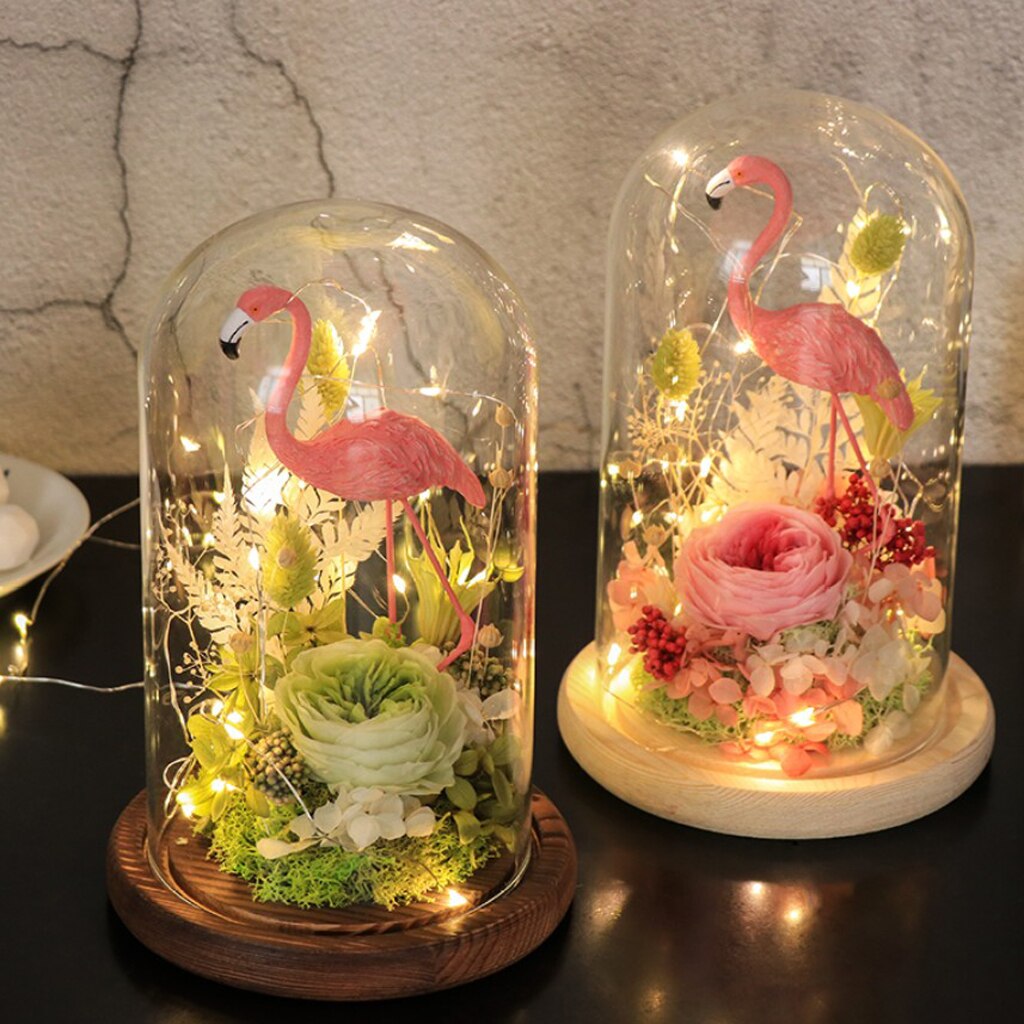 Glass Cover Dome Container with Base for Flower Rope Lights Party Cupcake Display Decor