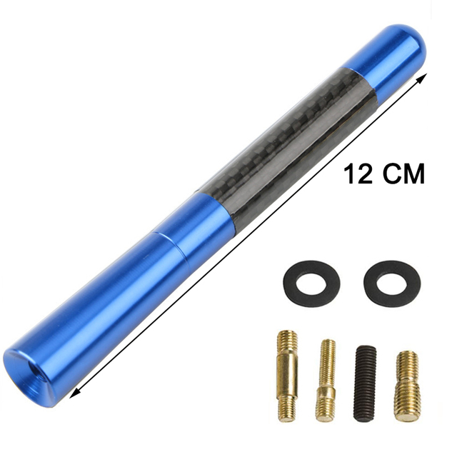 Car Roof Antenna Carbon Fiber 3.5/8/12cm Radio Aerial Antenna Radio FM/AM Metal Receiving Antennas Short Stubby Mast Antenna: Blue