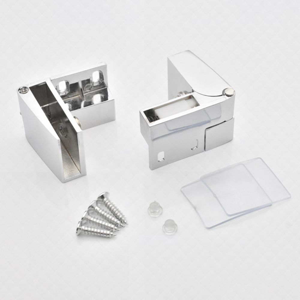 Zinc Alloy Glass Door Hinge Self-closing Side Mounted Frameless Clamp Furniture Accessories No Drilling Cabinet Door Hinge
