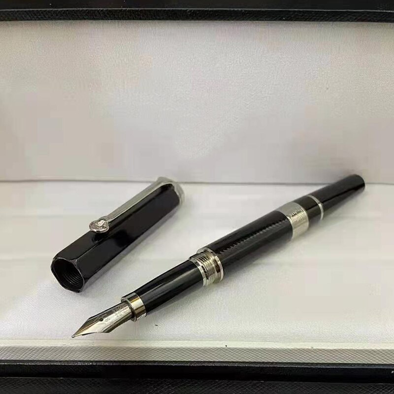Pluma estilográfica de lujo para hombre y mujer, pluma de tinta de lujo MB, gran escritor, William Monte, metal, romero, blanc, sin caja, novedad de 2022: black-silver