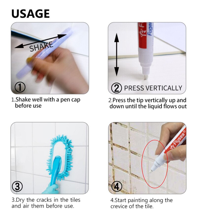 1 Reparación de PC pluma de brecha de reparación no tóxico Color pluma blanca de recarga juntas pluma impermeable Mouldproof cocina limpiador de baño