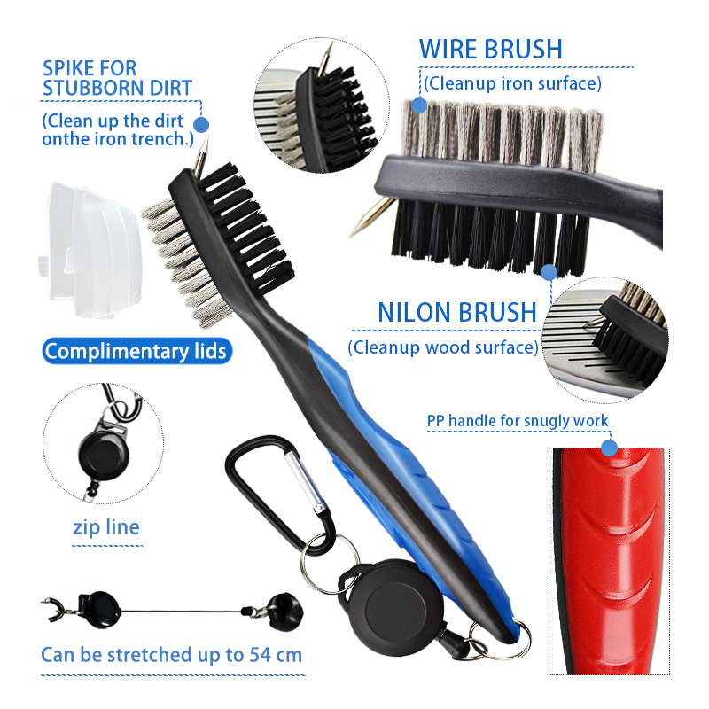 Golfclubborstel Golf Groove Reinigingsborstel 2-zijdige Golf Putter Wedge Ball Groove Cleaner Kit Reinigingsgereedschap Golfaccessoires