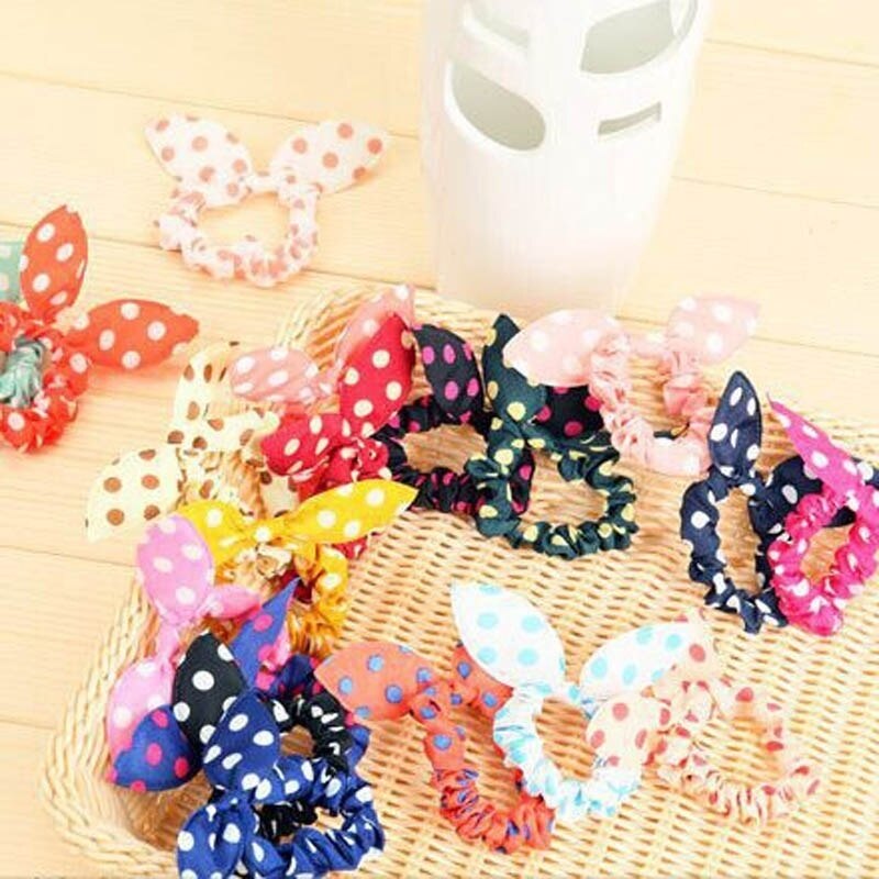 10 Teile/los niedlich Hase Baby Mädchen Blume Haar Clip Stirnbänder Kaninchen Ohren Punkt Headwear Elastisches Haar Band Haar Seil Verkäufe Darm