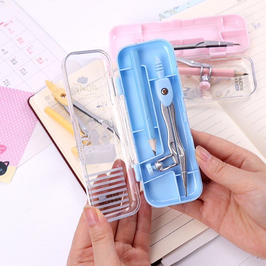 1 Set Stainless Steel Drawing Compass Math Geometry Circles Tools School Supplies for Student Stationery (Included Box Pencil)