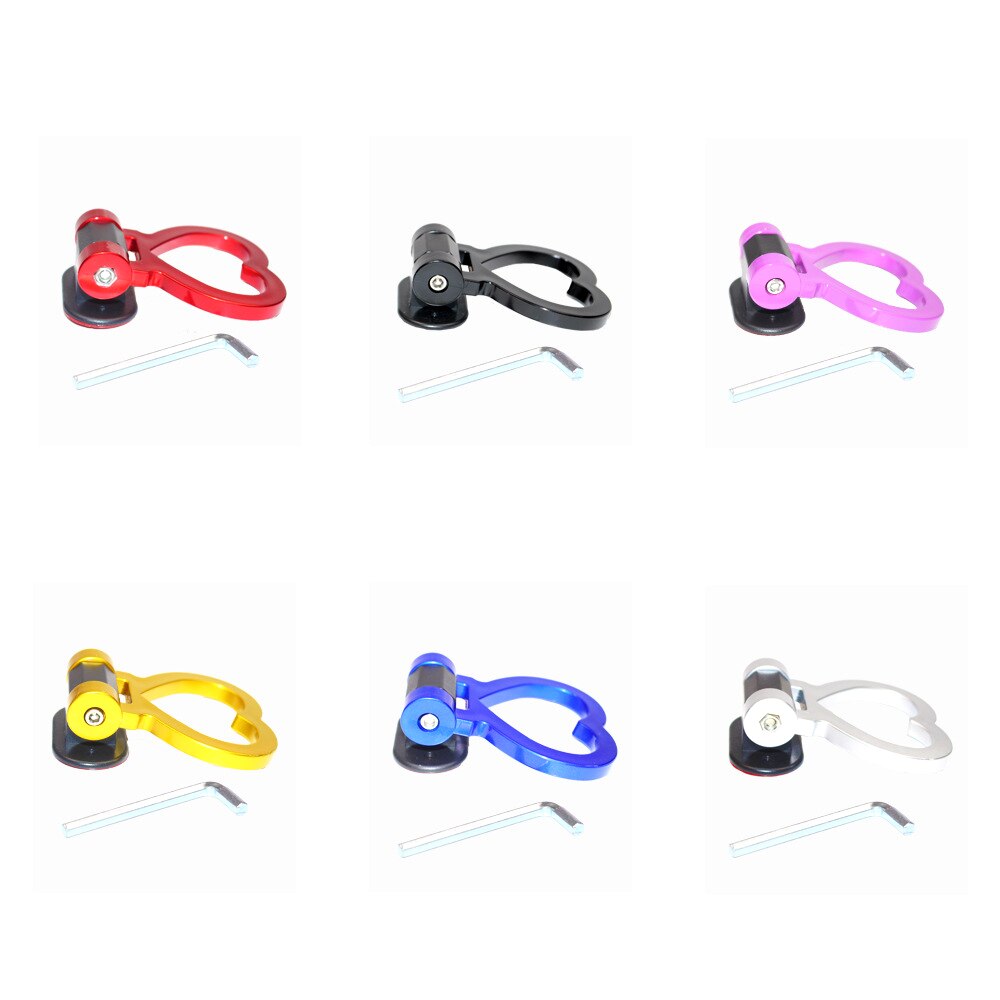 1 piezas con forma de corazón anzuelos de remolque Universal ABS, pegatina de anillo de decoración, barras de remolque multicolor, estilo de coche