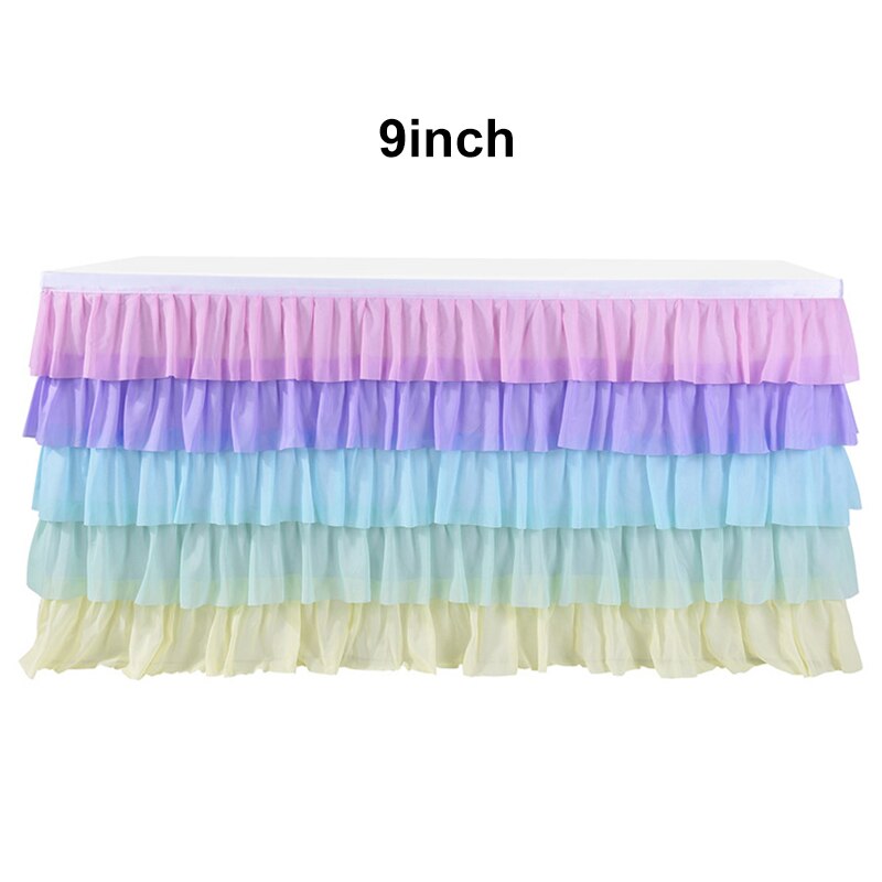 Gradient Tulle Table Skirt for Tables in any Shapes 5 Layered Ruffle Table Skirt for Wedding Party 6/9/14 FT. USJ99: 9inch