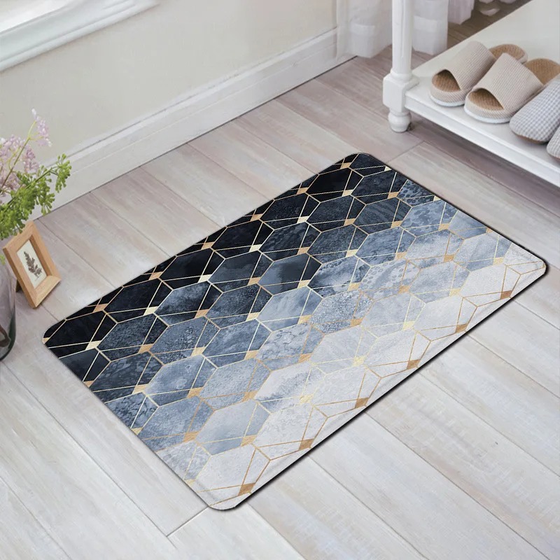 Alfombra de puerta con estampado geométrico, decoración para el hogar y el baño