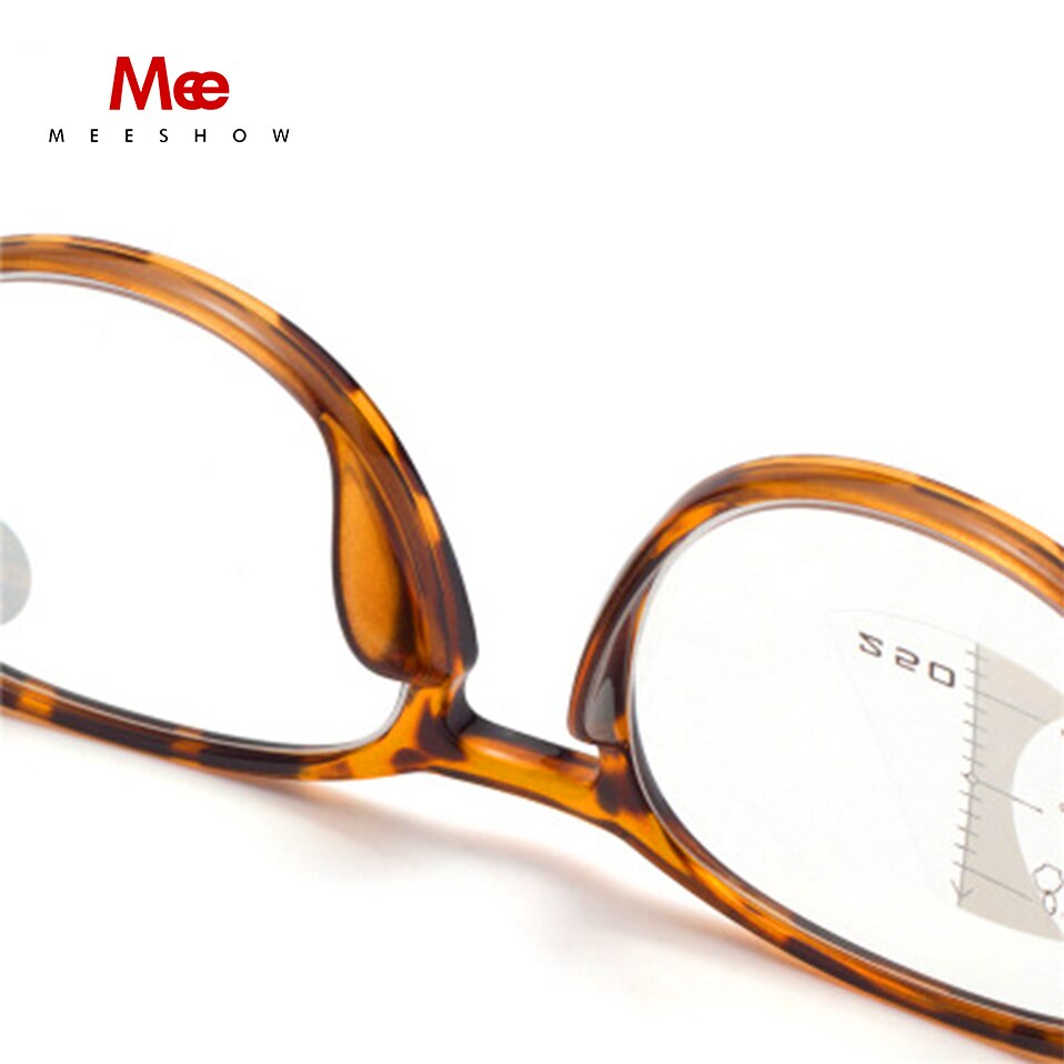 Meeshow Men Women Anti-Blue Multifocal Round Shape Reading Glasses From Italy Optical Metal Vulture Plating Templs