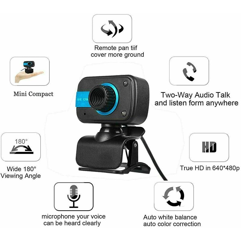 HD Webcam USB Computer Web Camera For PC Laptop Desktop Video Cam W/ Microphone