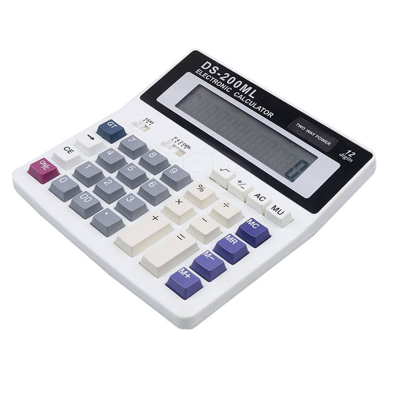 Calculator Solar Battery Dual Power Simple 12-bit Digit LCD Display Office School Special Multi-function