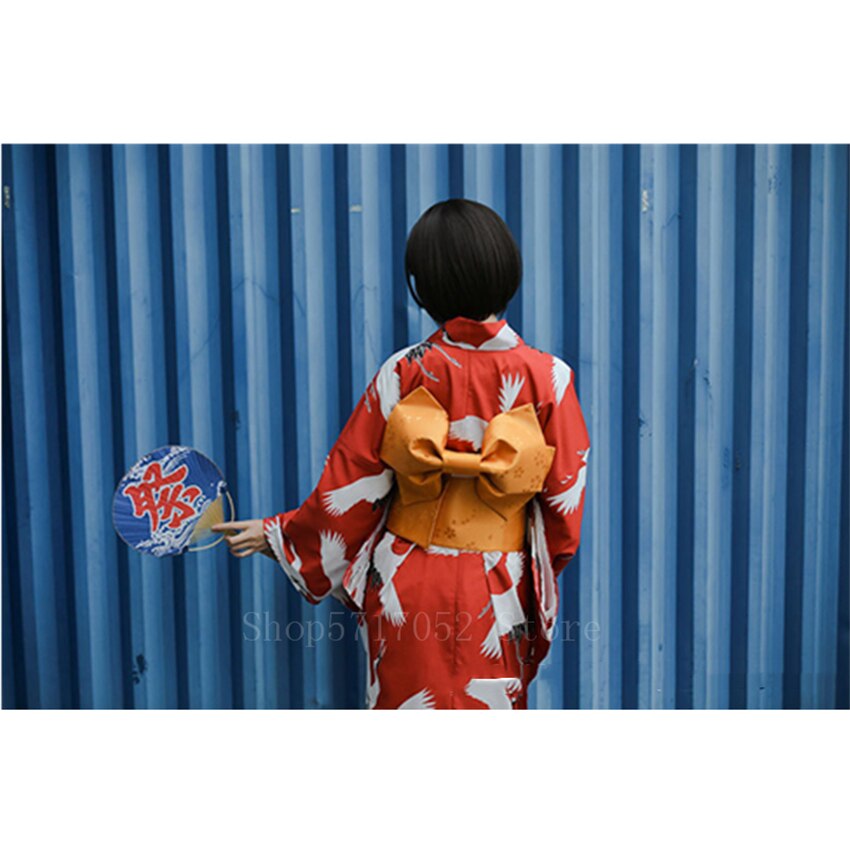 Japanse kimono traditionele kraanvogel vintage lange mouwen yukata jurk vrouw geisha kostuum cosplay badjas harori aziatische kleding