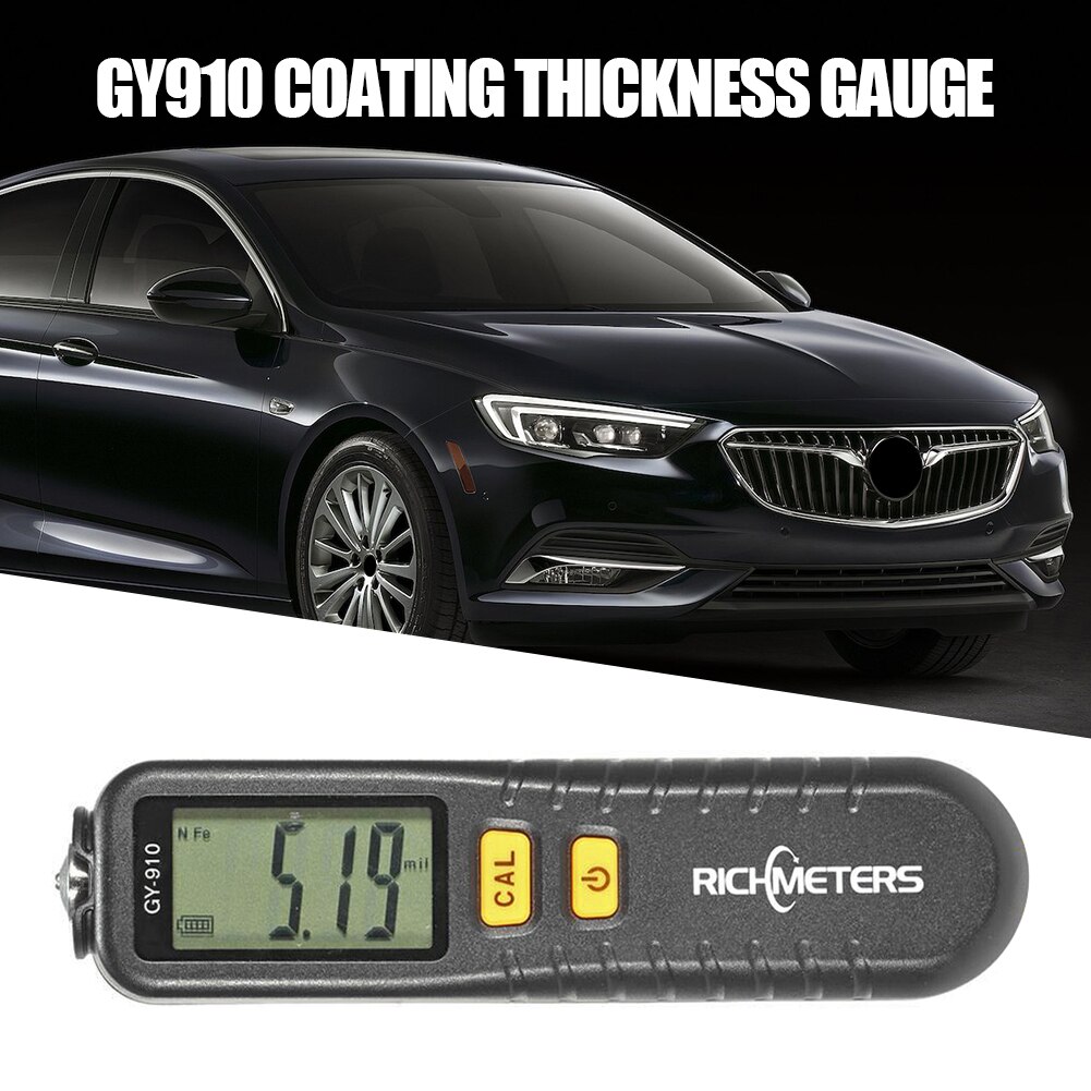 GY910 Digital Coating Thickness Gauge 1 micron/0-1300 Car Paint Tool Film Thickness Tester Meter Measuring FE/NFE