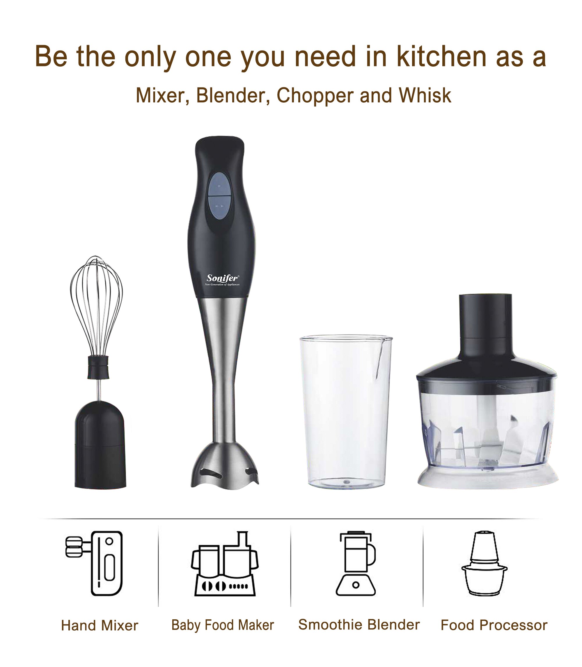 2 Speed Blender 4 in 1 Electric Food Mixers Kitchen Appliances Egg Beater Vegetable Meat Grinder For 220V Sonifer