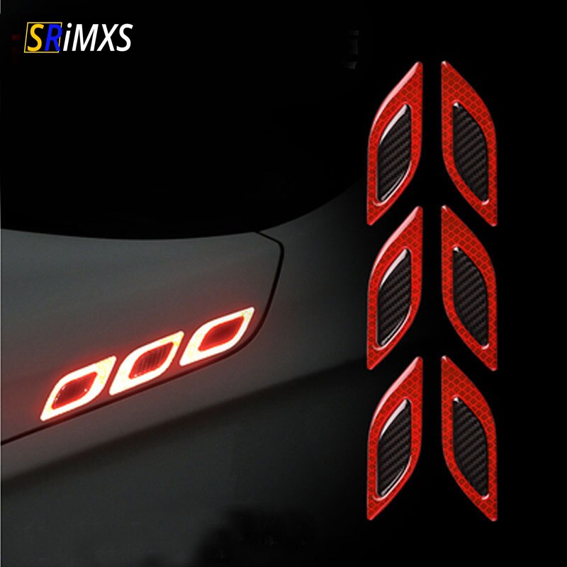 Carbon Fibers Car Sticker Reflective Anti-scratch Safety Mark Warning Stickers Auto 6pcs/set