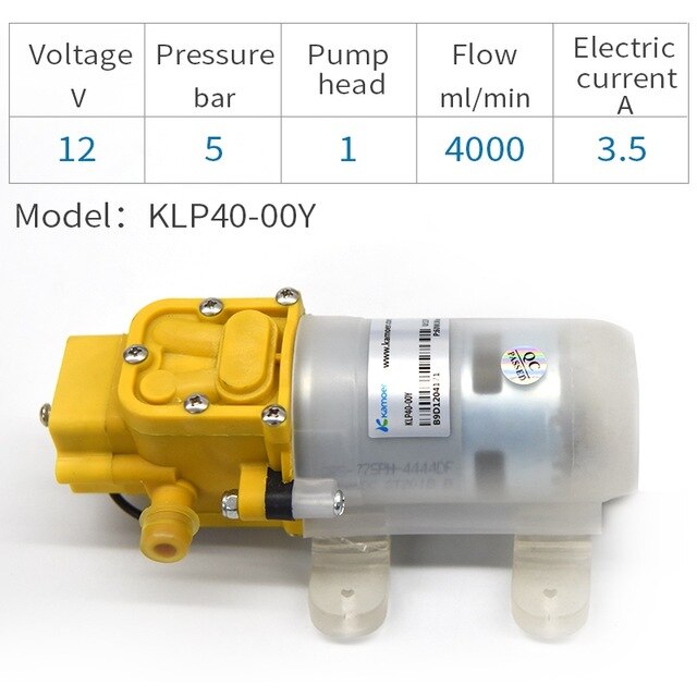 kamoer Micro Diaphragm Pump KLP40 Small Type 12v Pump Water Pump Booster Pump High-Pressure Spray Pump Sea Water Pump: 12V KLP40-00Y