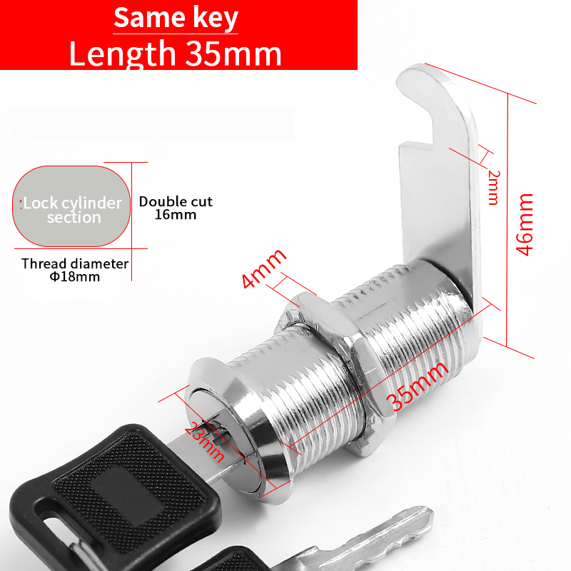 5 SETS Security Lock Metal Alloy Cylinder Cabinet Locker Cam Lock With 2 Keys Security Mailbox Lock Cabinet Drawer Cam Lock 18mm: M / Yellow