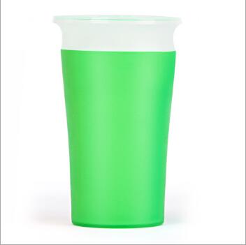 1PC 360 Degree Can Be Rotated Cup Baby Learning Drinking Cup LeakProof Child Water Cup Bottle 260ML: No Handle Green
