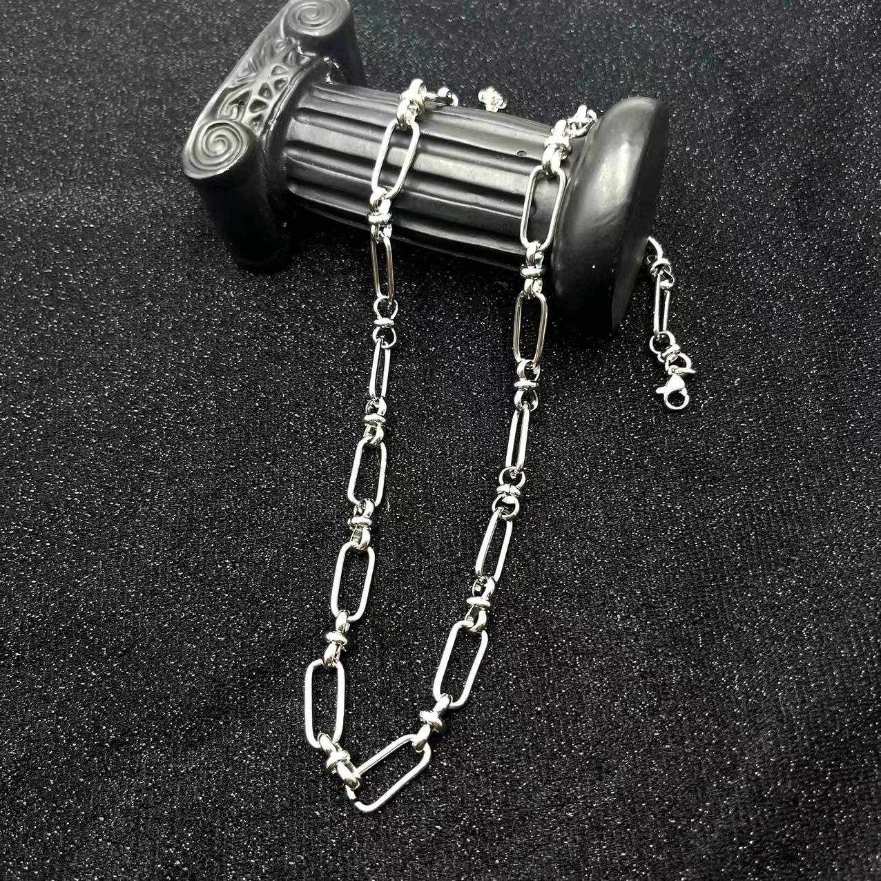 Stainless Steel Chains Hand made Link Necklaces Silver Color Jewelry Never Rub Off Choker: a8