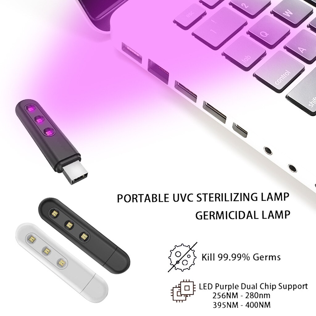Portable Ultraviolet Lamp UV Sterilizer Light USB Rechargeable Bactericidal Lamp Handheld Disinfection Germicidal LED free ship
