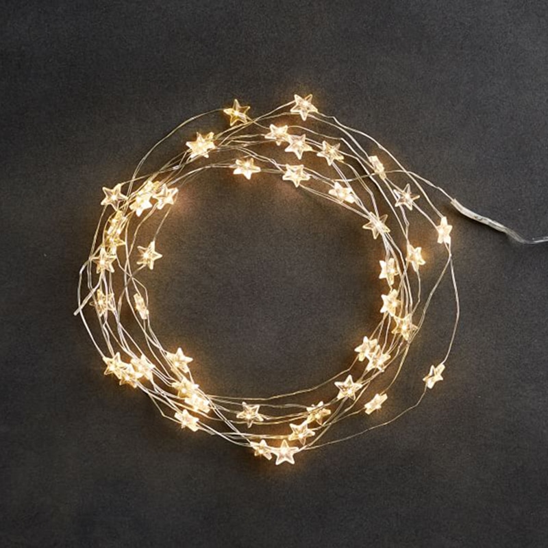 LED 60 Sterne Lichterkette Batterie Betrieben auf 10ft Lange Silber Farbe Kupfer Draht Schnur Lichter für draussen drinnen Weihnachten Party verwenden