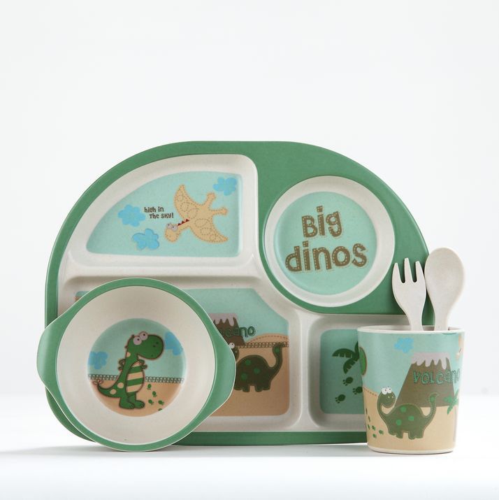 5 stuks babyvoedingsbakjes schattige voedselcontainer van bamboevezels kinderserviesgoed babyservies peuterbord maaltijdschaal: A