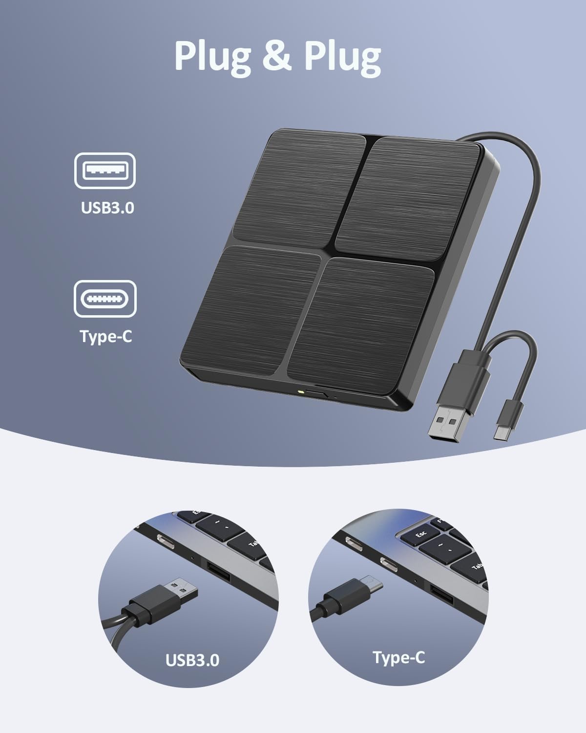 External blu-ray drive, usb 3.0,  cd/dvd player for laptop/pc, portable bd combo blu-ray disc reader for windows and mac os