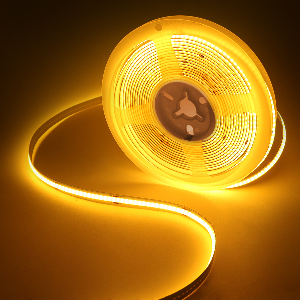 Tira de luces LED COB para iluminación trasera de TV, cinta Flexible de 5V CC, USB, 320LED/M, Blanco/azul hielo/rosa/amarillo/rosa/rojo/verde, lámpara de noche: YELLOW / 5 m