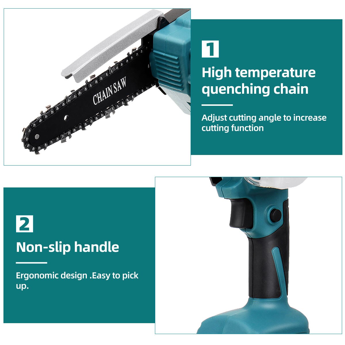 Drillpro 1500W 6 inch Brushless Electric Chain Saw Rechargeable mini Chainsaw Woodworking Logging Pruning for Makita 18V Battery