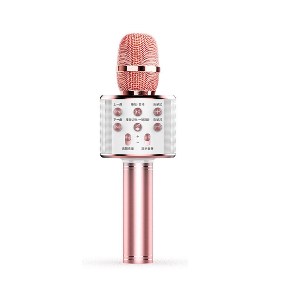 Rondaful WS-858 Draadloze Karaoke Microfoon Draagbare Handheld Usb Microfoon Professionele Karaoke Mic Bluetooth Stand Mic Studio: Rose Gold