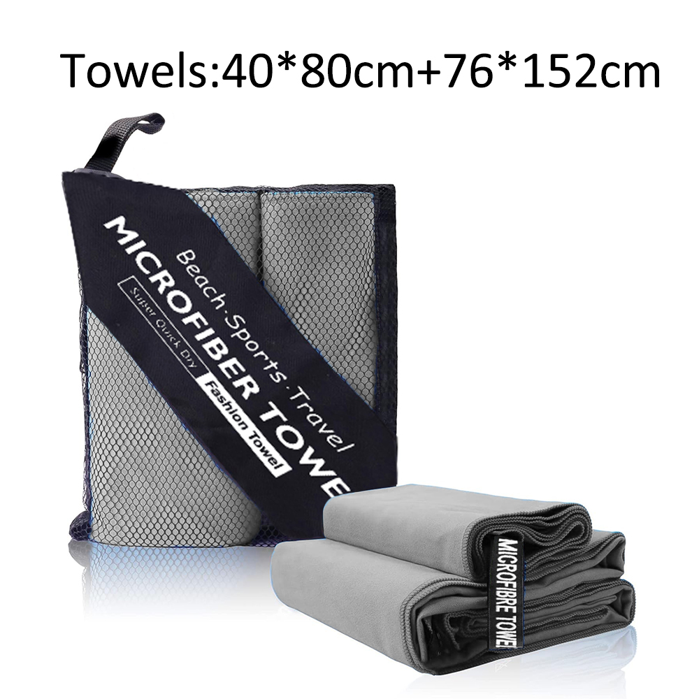 2-er- Pack mikrofaser-schnelltrocknungshandtücher: kompakt, weich, leicht und Ideal für Camping, wandern, fitnessstudio, Yoga, Strand, Sport und schwimmen.: Hellgrau