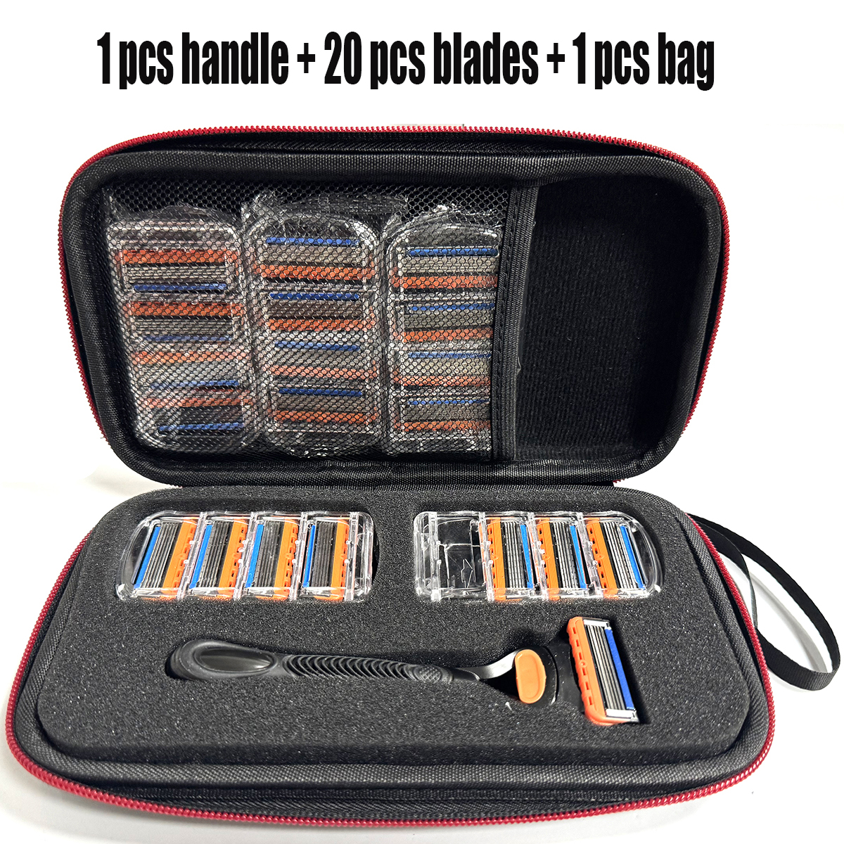 Bindend Scheermes voor Mannen Gezicht Haar Baard Scheren Handmatig Scheerapparaat Cassettes Vervanging Scheerhoofden Vervangbare snijkop Met Zak: Oranje