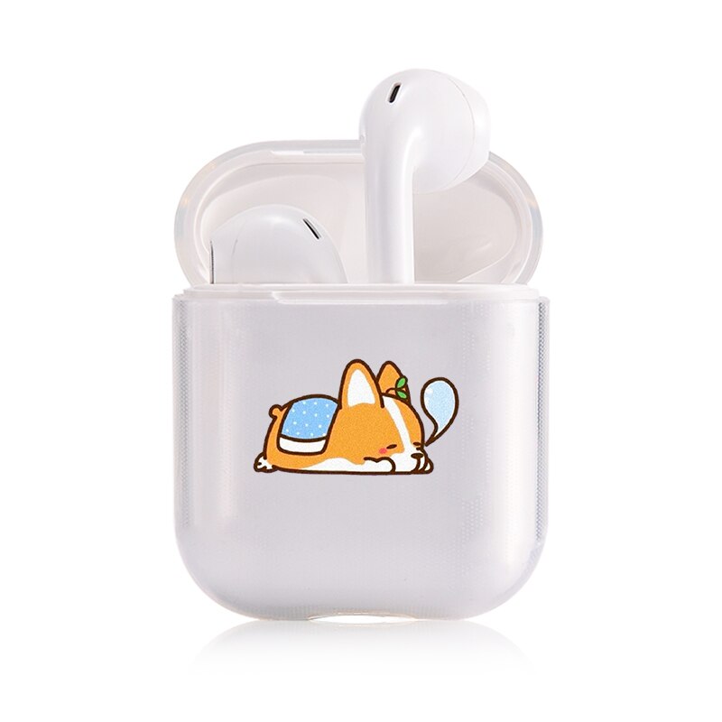 Hard Clear Headphone Case For Apple airpods 1 Case Luxury Pets Corgi Dog Transparent Air Pods Case For Airpods 2 Protective Cove