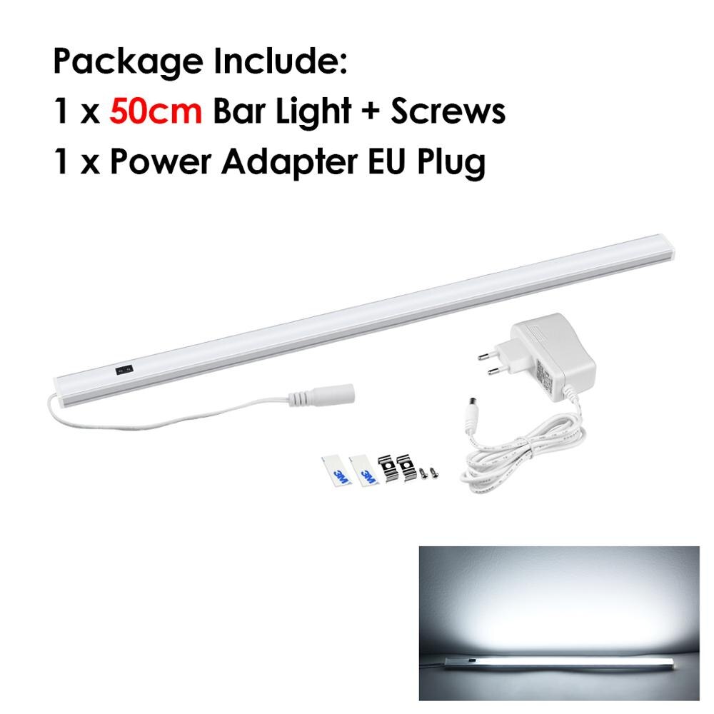 Kjøkkenlys tilbehør håndfeiende sensor under skap led strip bar lys 5w 6w 7w gjør det selv kjøkken nattbord lys led lampe: Hvit 50cm