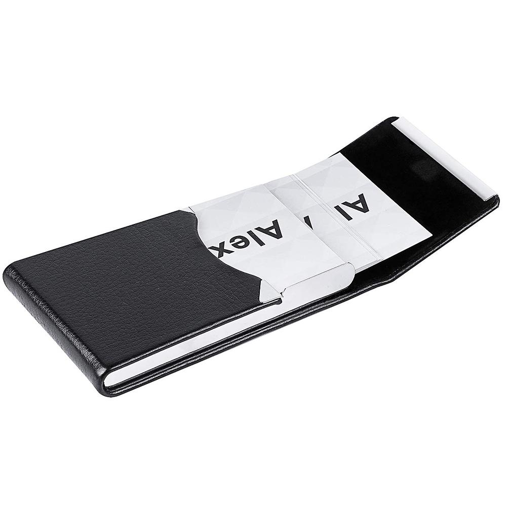Portable Men Metal Leather Card Case Holder for Business ID Card Storage